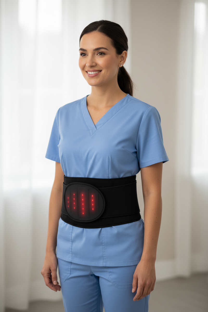 Female healthcare worker wearing therapy belt